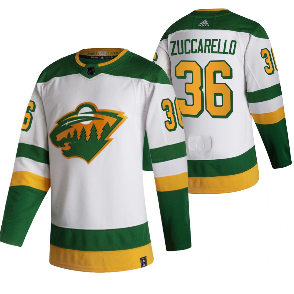 2021 Adidias Minnesota Wild 36 Mats Zuccarello White Men Reverse Retro Alternate NHL Jersey